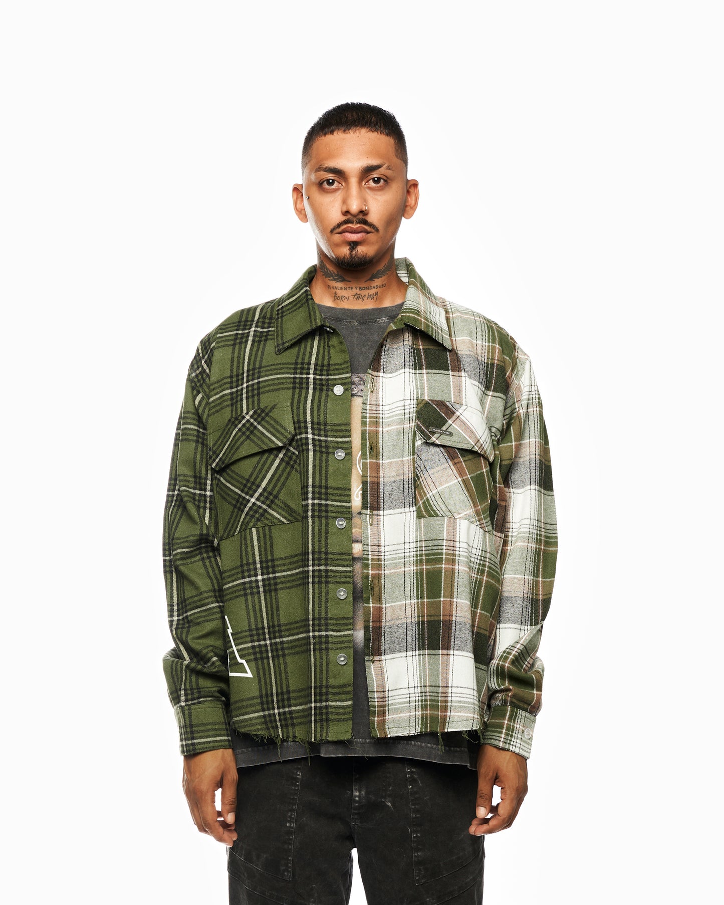 TWO TONE GREEN CHECKERED SHIRT