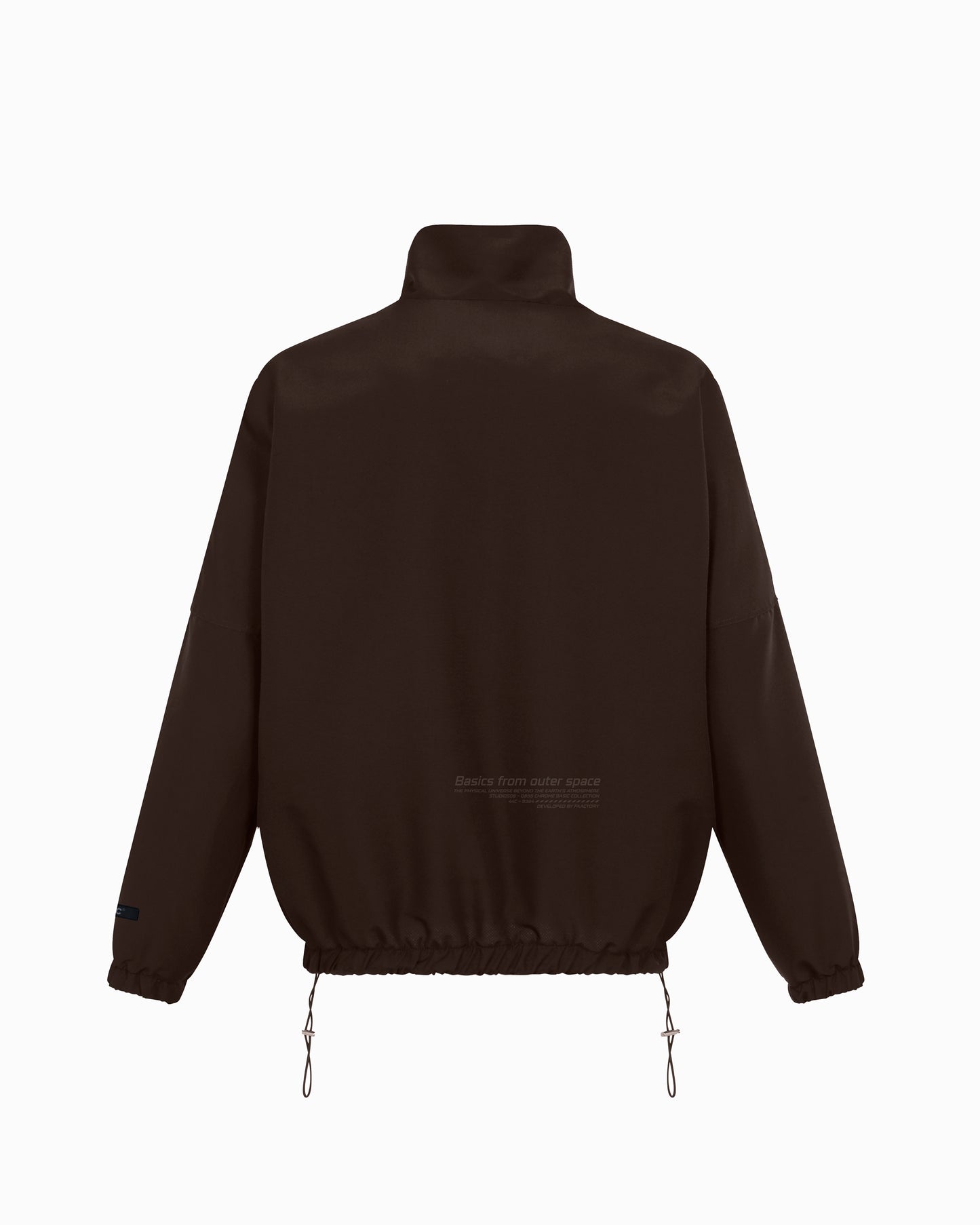 NYLON ¾ ZIP TRACK JACKET IN BROWN.