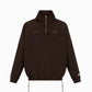 NYLON ¾ ZIP TRACK JACKET IN BROWN.