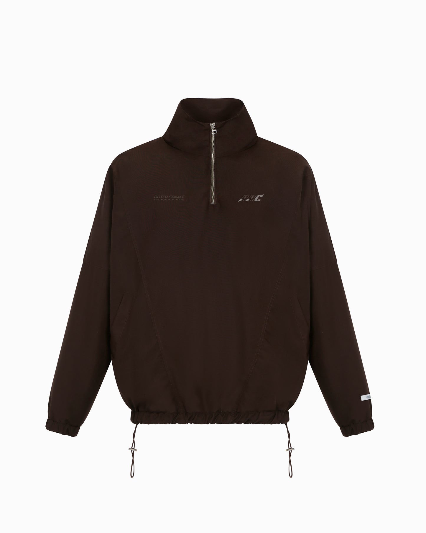 NYLON ¾ ZIP TRACK JACKET IN BROWN.