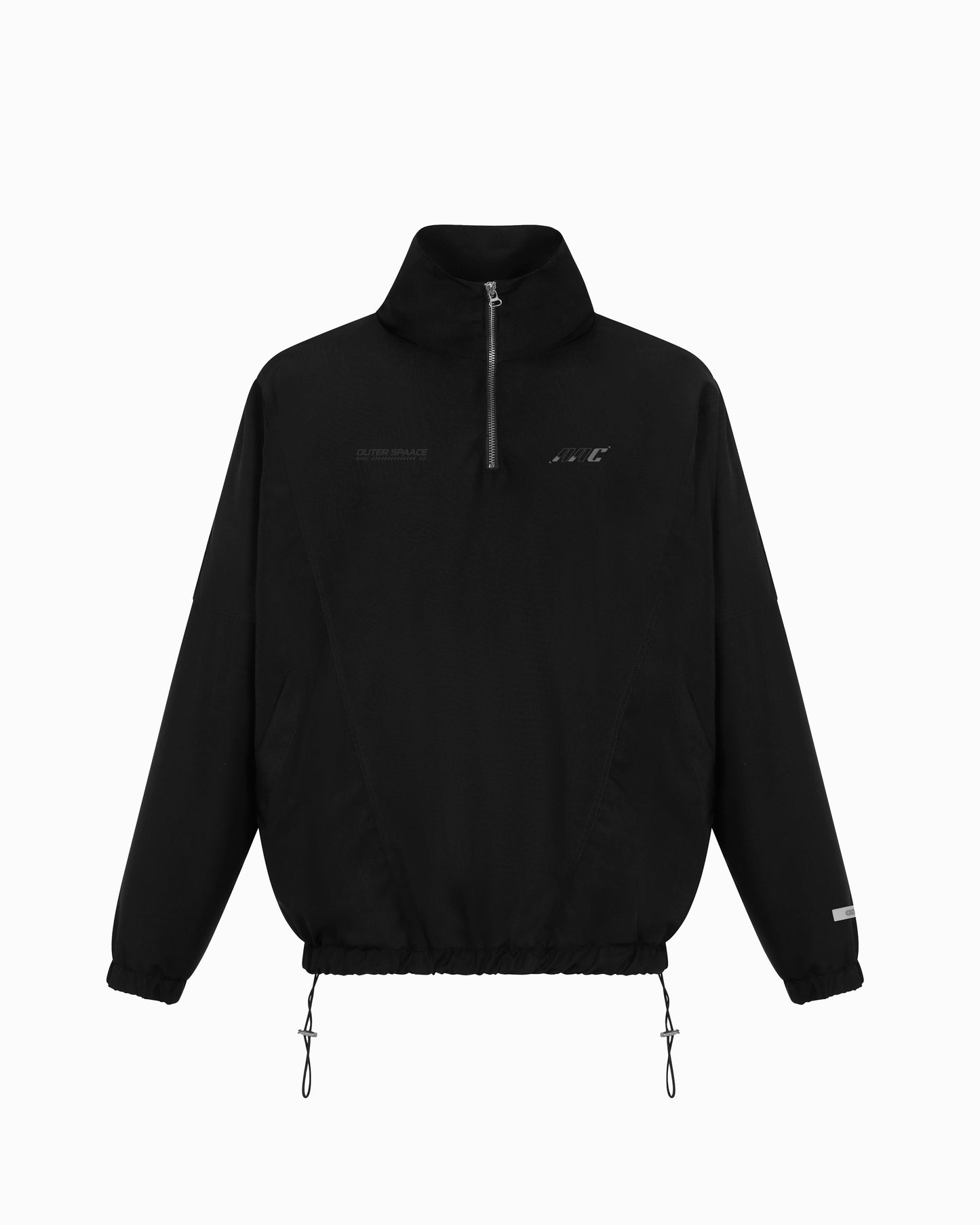 NYLON ¾ ZIP TRACK JACKET IN BLACK