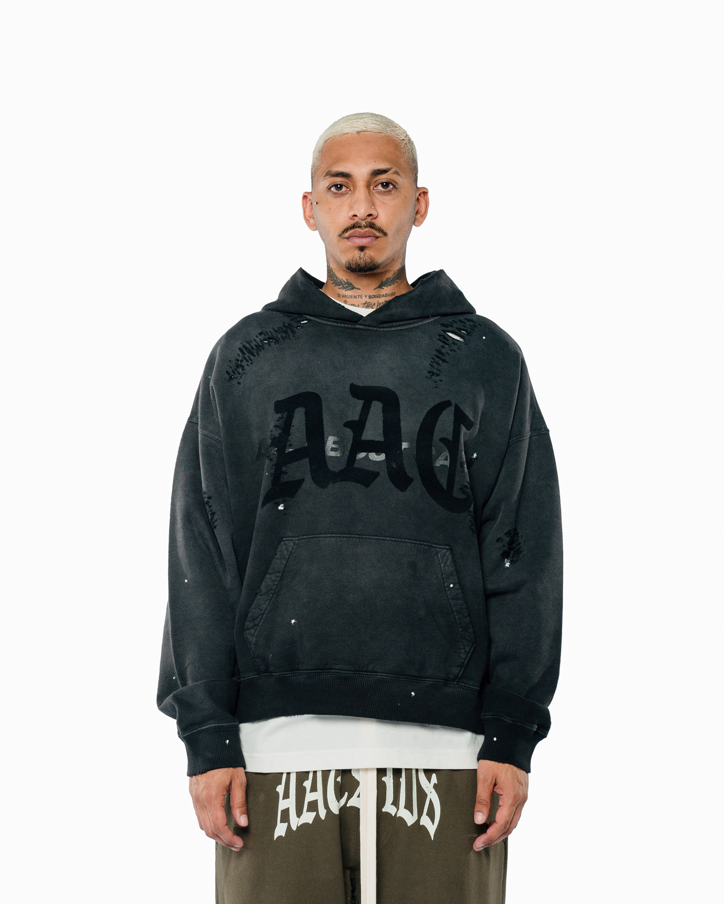 AAC DISTRESSED BLAACK HOODIE