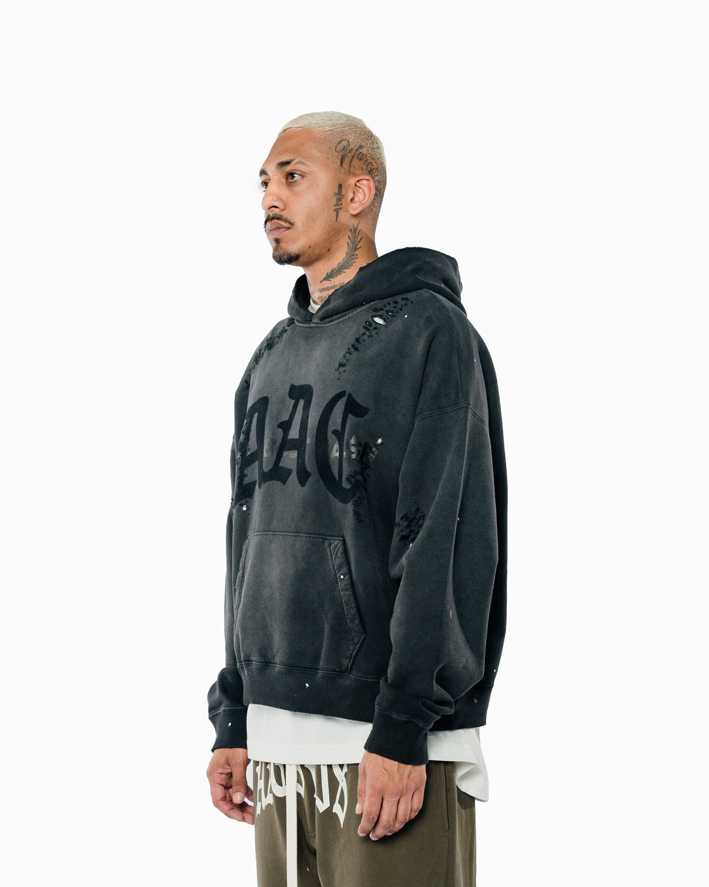 AAC DISTRESSED BLAACK HOODIE