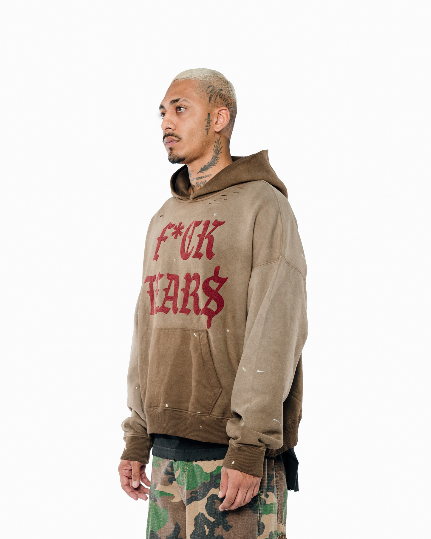 AAC DISTRESSED FK TEARS GREEN HOODIE