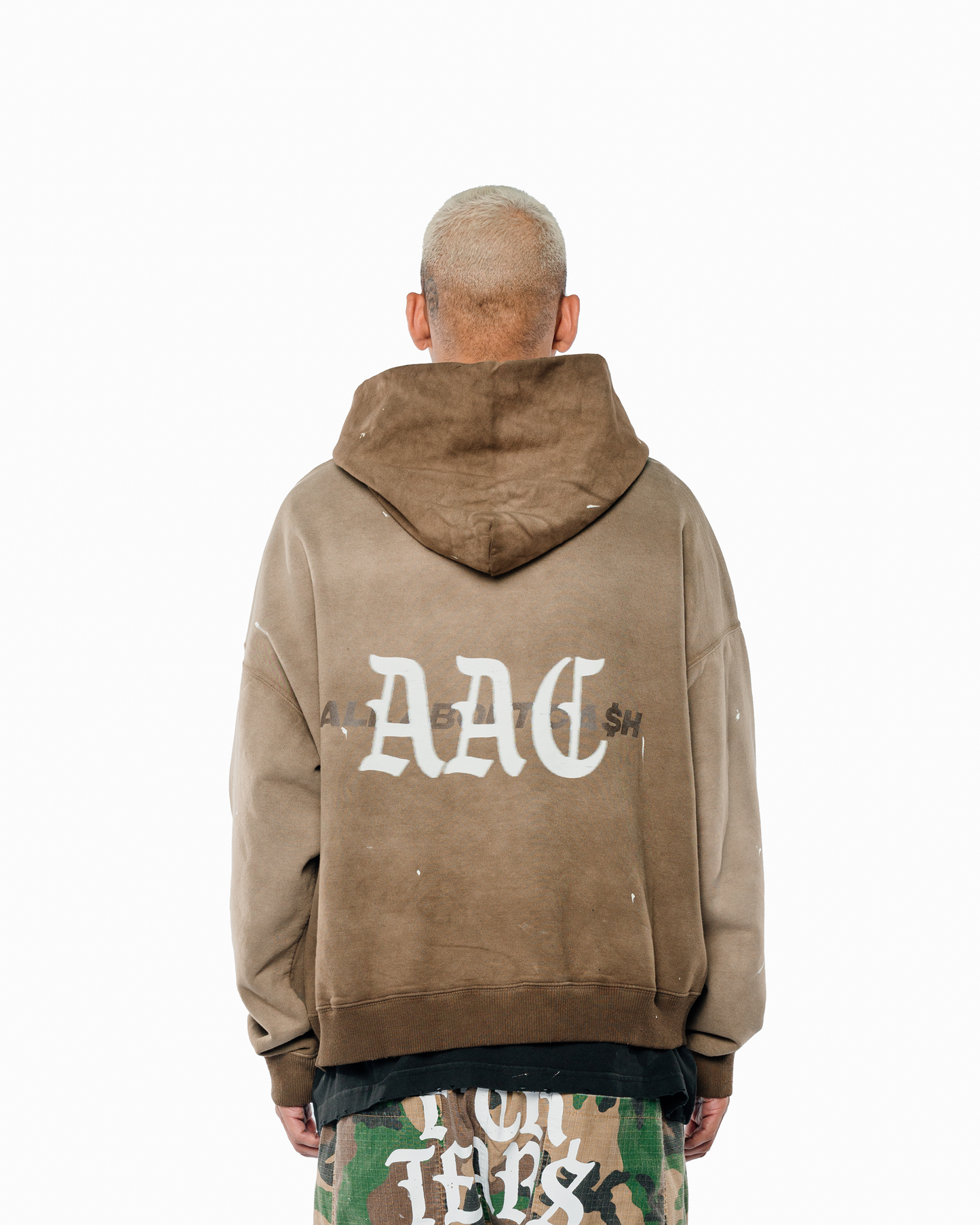 AAC DISTRESSED FK TEARS GREEN HOODIE