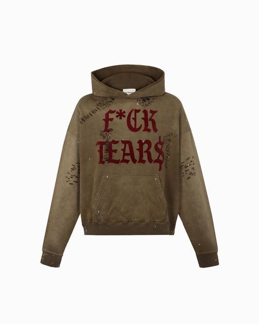 AAC DISTRESSED FK TEARS GREEN HOODIE