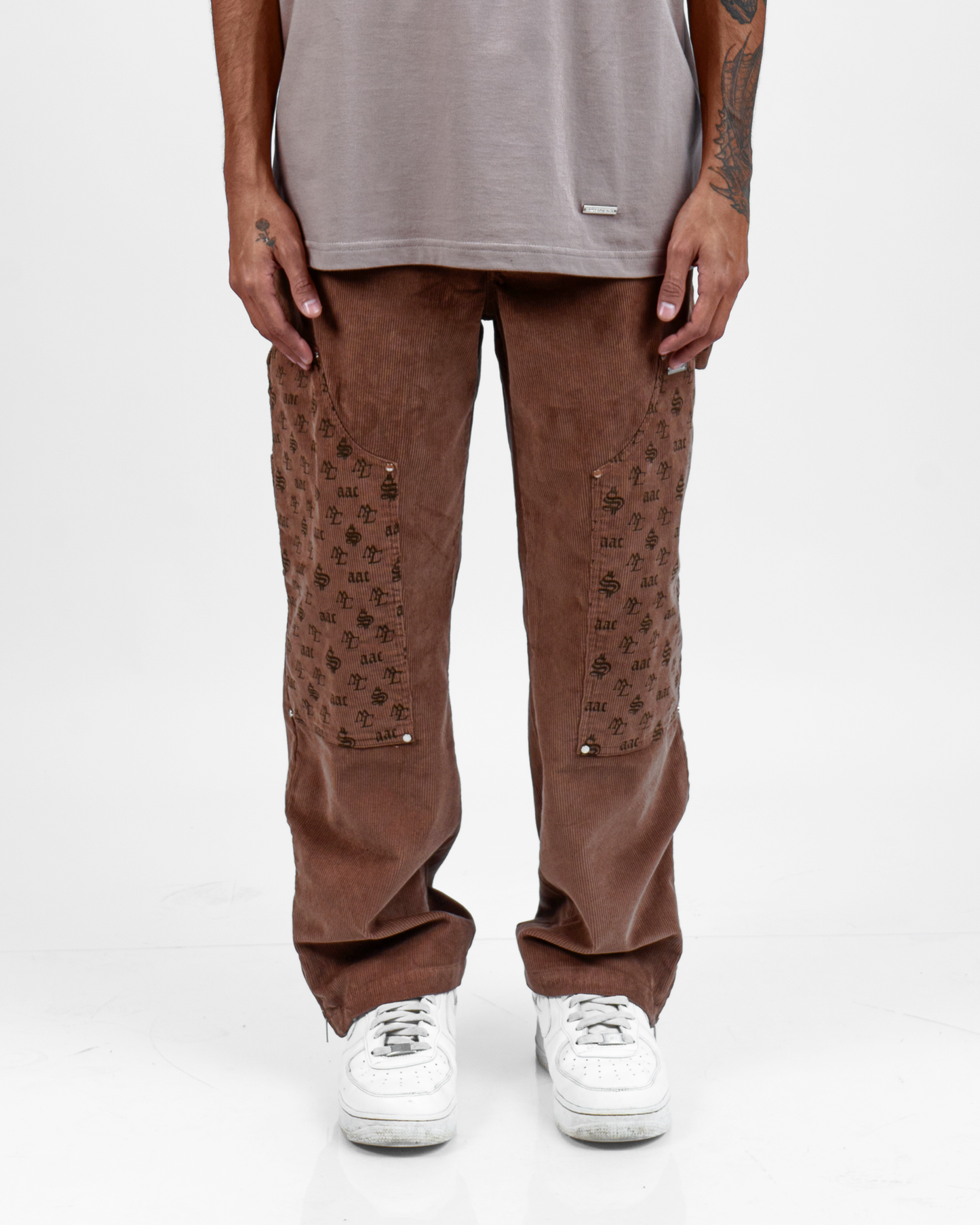 CARAMEL MONOGRAM CORDUROY PANTS