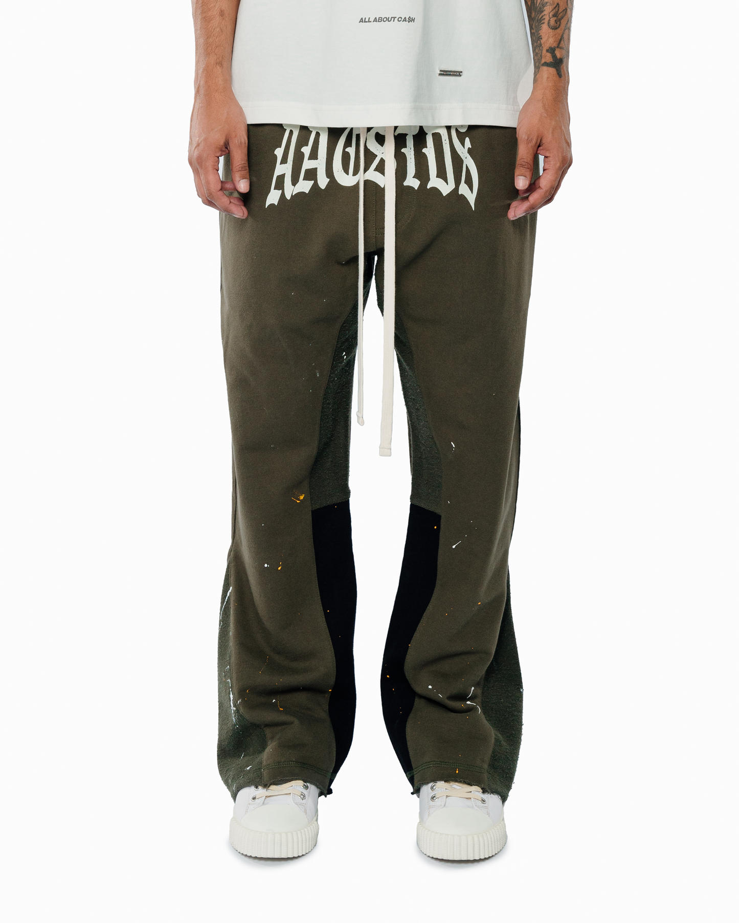 MILITARY GREEN FLARE SWEATPANTS