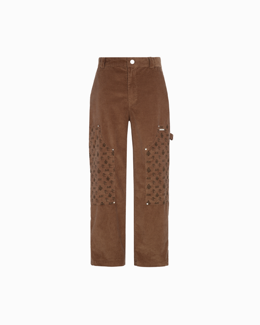 CARAMEL MONOGRAM CORDUROY PANTS